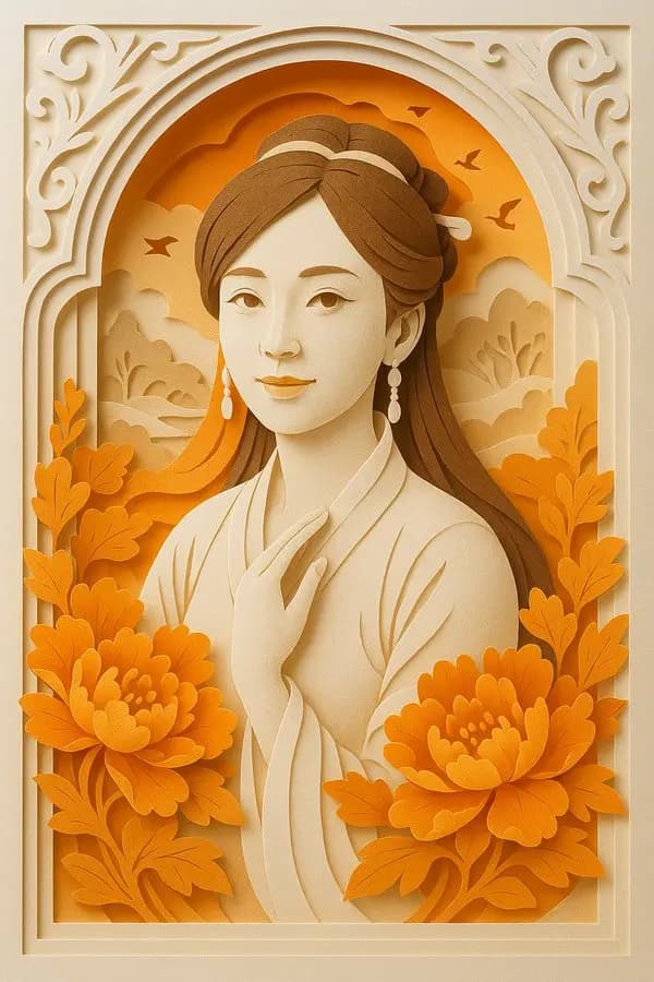 Three-dimensional paper-cut art style