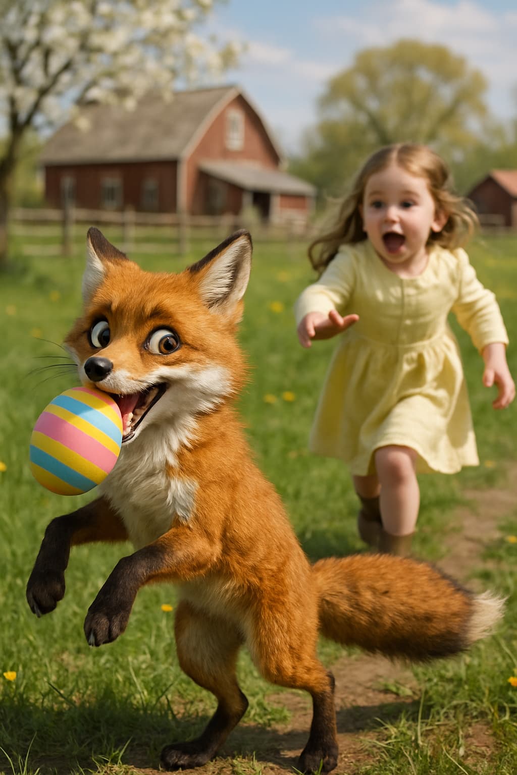 Fox stealing Easter egg